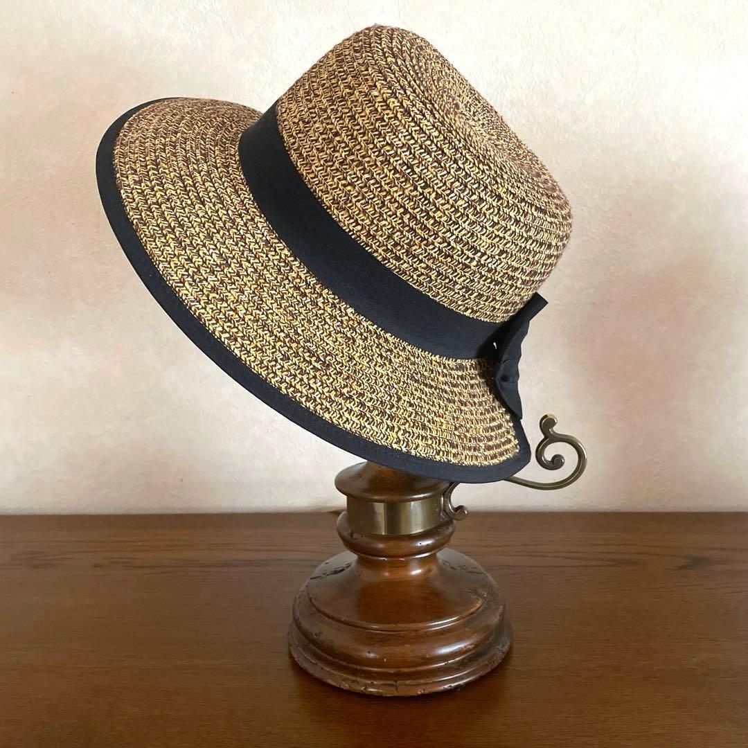 【極美品】英国 イギリス製 major ペーパーハット 帽子 リボン