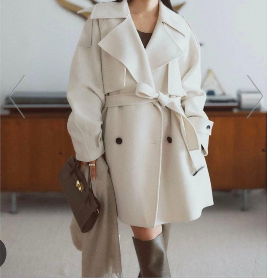 リバーウールミドルトレンチコート　anuans