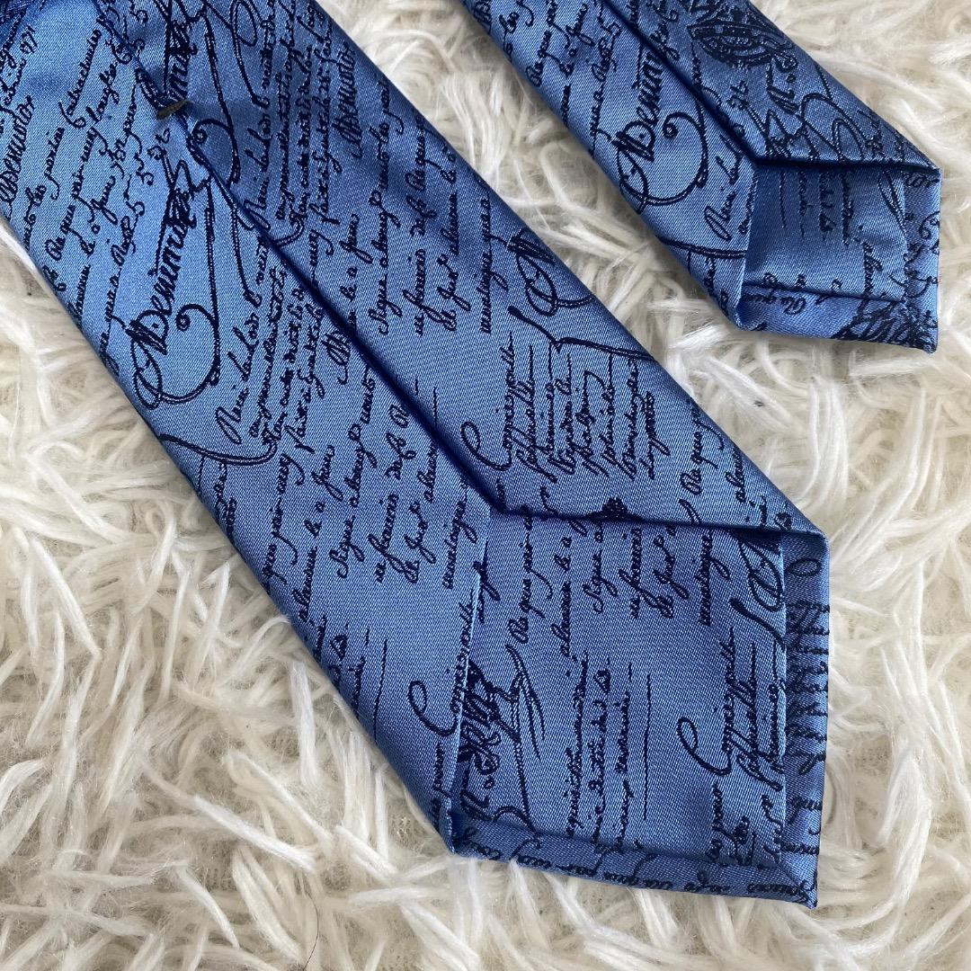 【未使用に近い】ベルルッティ　カリグラフィ　スクリットタイ　ブルーシエル