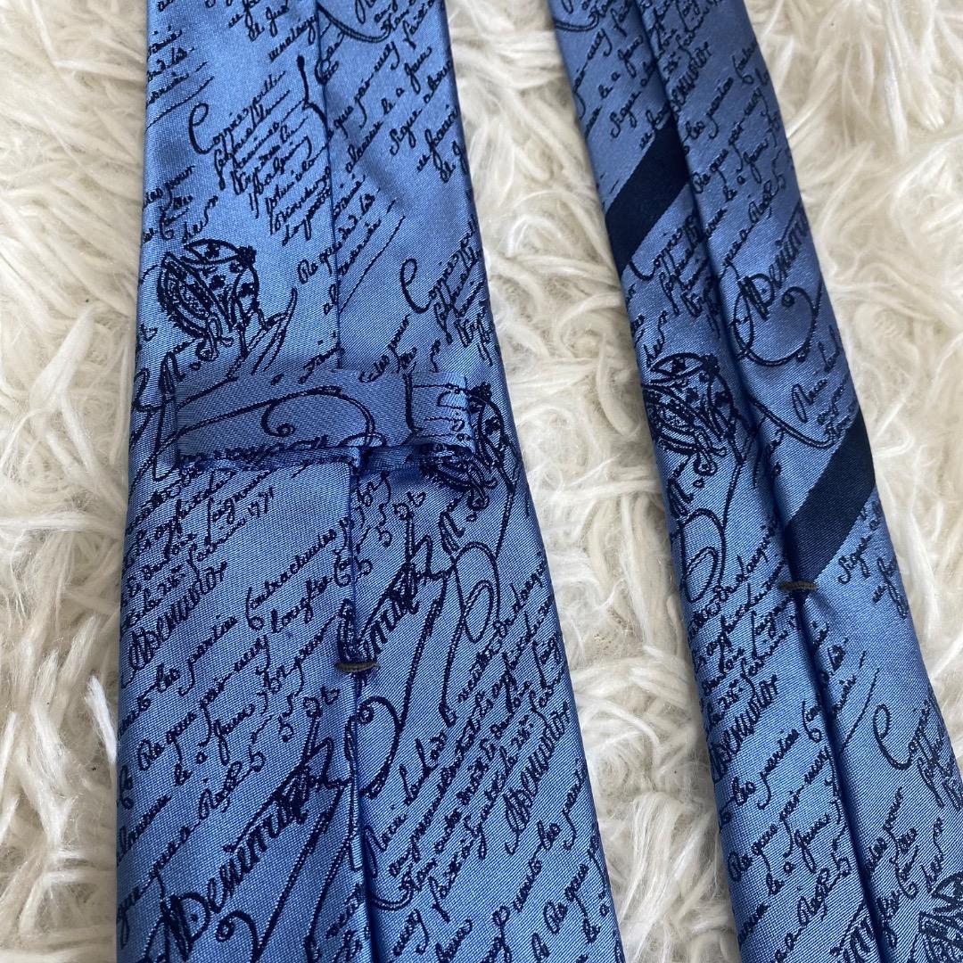 【未使用に近い】ベルルッティ　カリグラフィ　スクリットタイ　ブルーシエル