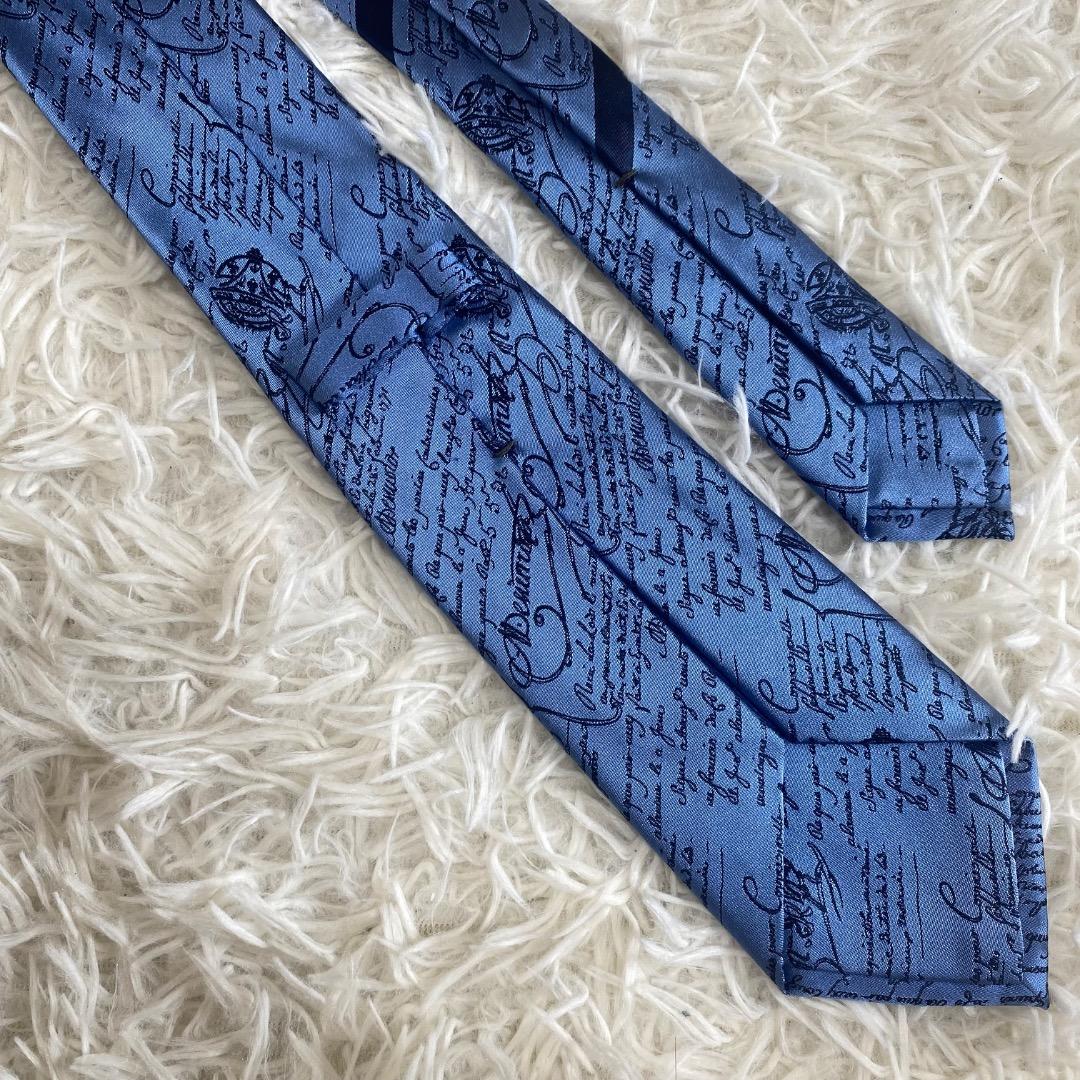 【未使用に近い】ベルルッティ　カリグラフィ　スクリットタイ　ブルーシエル