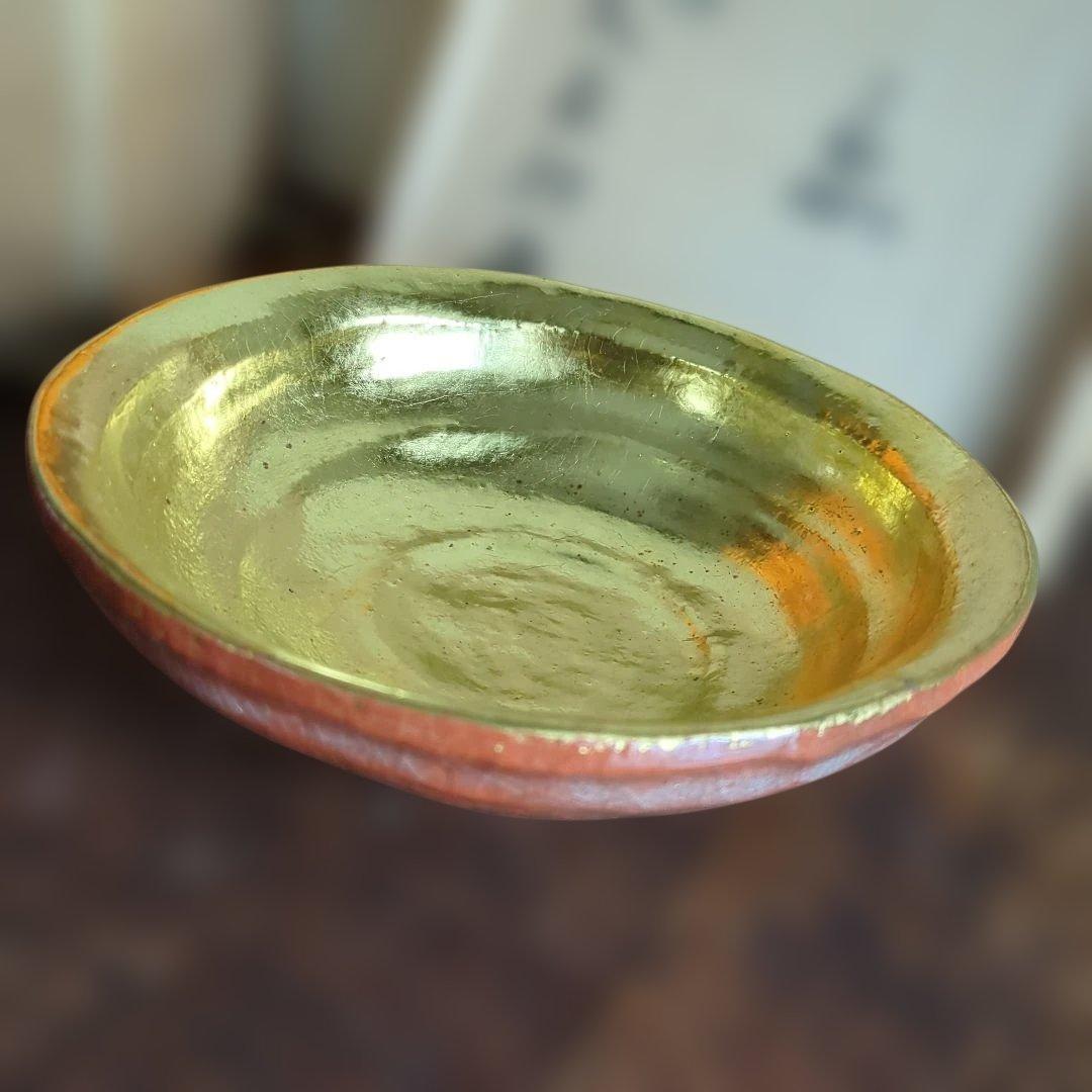 嶋台茶碗 金銀 茶道具 茶碗 セット 銀色 赤色 陶器 慶楽 木箱 在銘