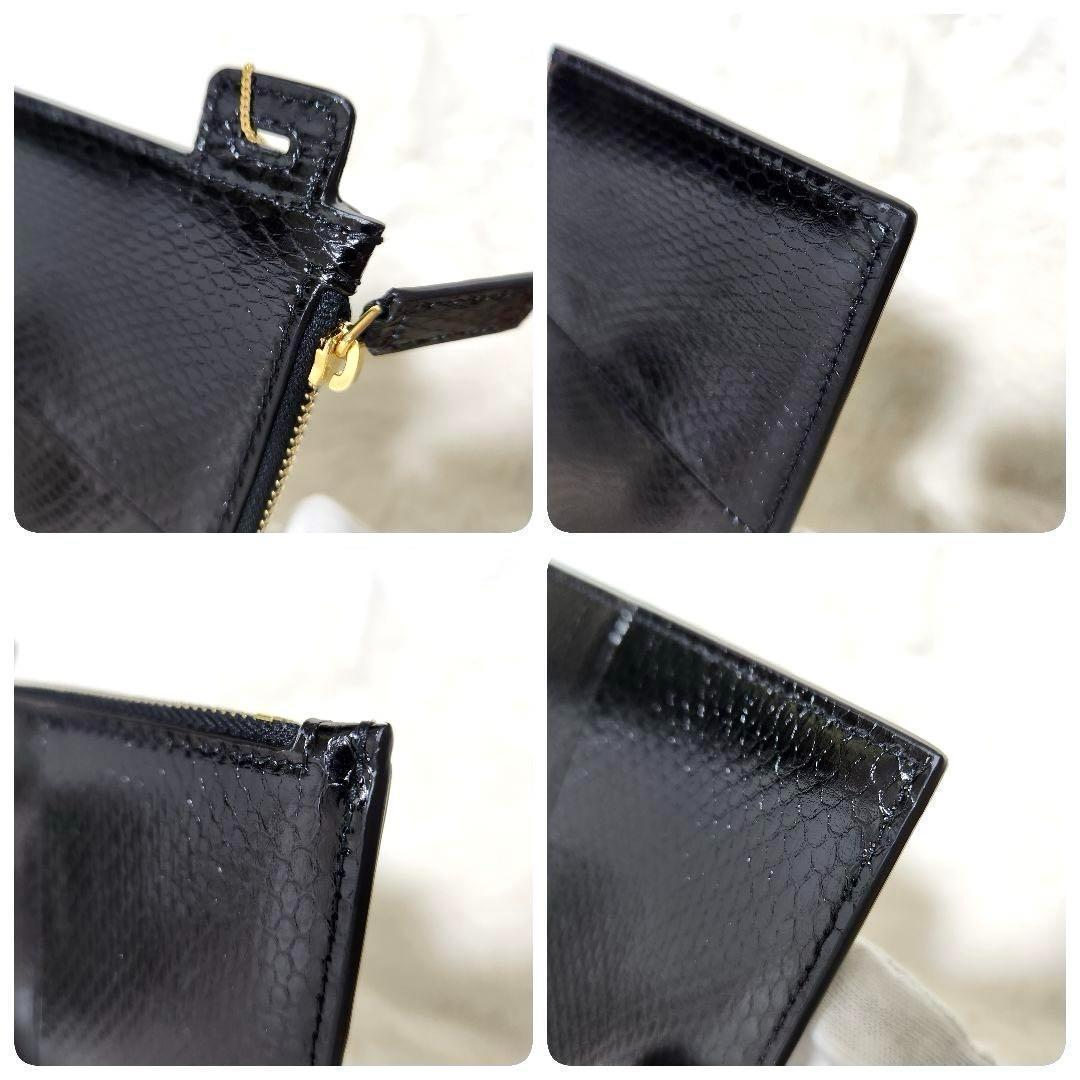 ✨新品未使用✨サンローラン　長財布　クラッチバック　ポーチ　パイソン　レザー　黒