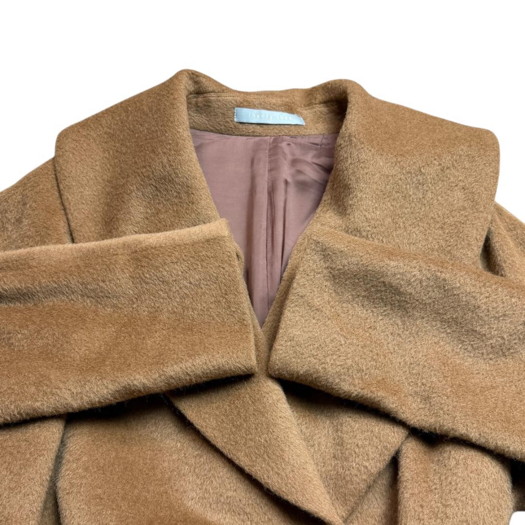 美品 セオリーリュクス 3635 アルパカ ロングコート ベルト 女優襟 38