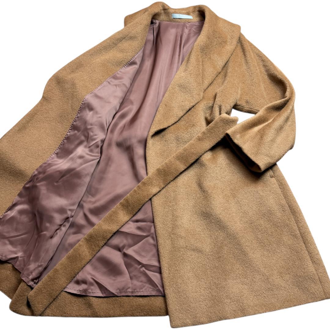 美品 セオリーリュクス 3635 アルパカ ロングコート ベルト 女優襟 38