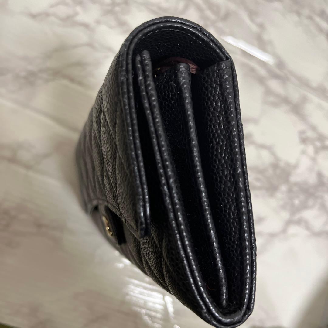 【新春特価】シャネル マトラッセ キャビアスキン ロングフラップウォレット