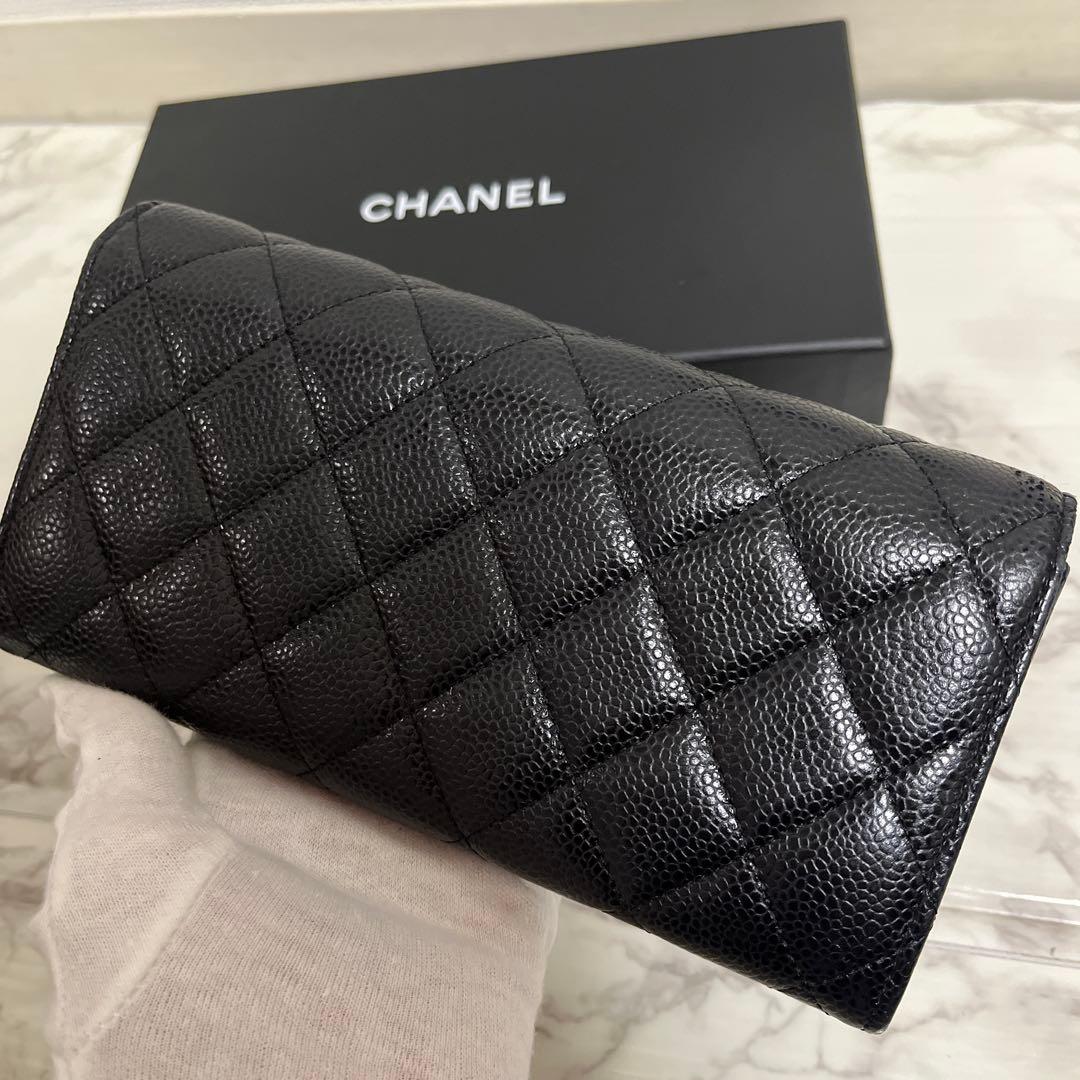 【新春特価】シャネル マトラッセ キャビアスキン ロングフラップウォレット