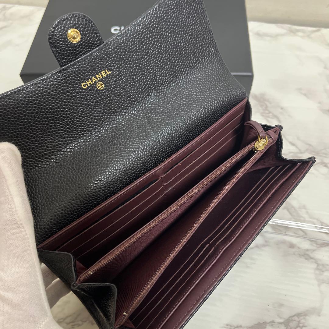 【新春特価】シャネル マトラッセ キャビアスキン ロングフラップウォレット