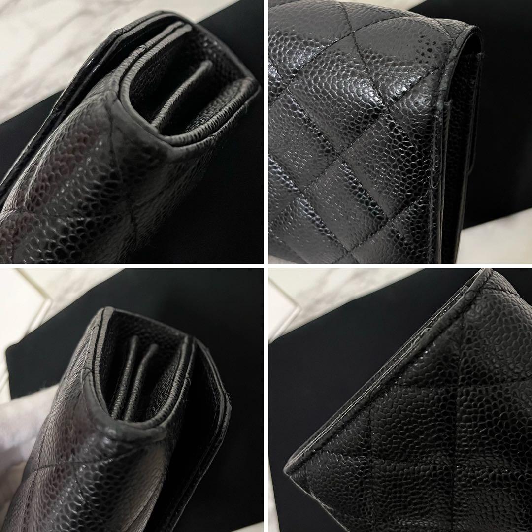 【新春特価】シャネル マトラッセ キャビアスキン ロングフラップウォレット