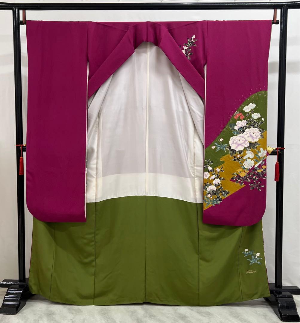 振り袖　フルセット　長襦袢　金彩加工　成人式　草花　作家物　ガード加工　676