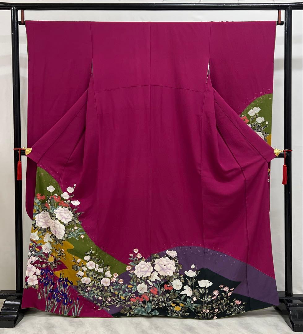振り袖　フルセット　長襦袢　金彩加工　成人式　草花　作家物　ガード加工　676