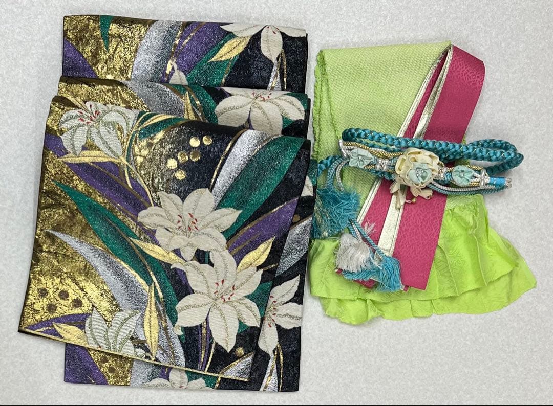 振り袖　フルセット　長襦袢　金彩加工　成人式　草花　作家物　ガード加工　676