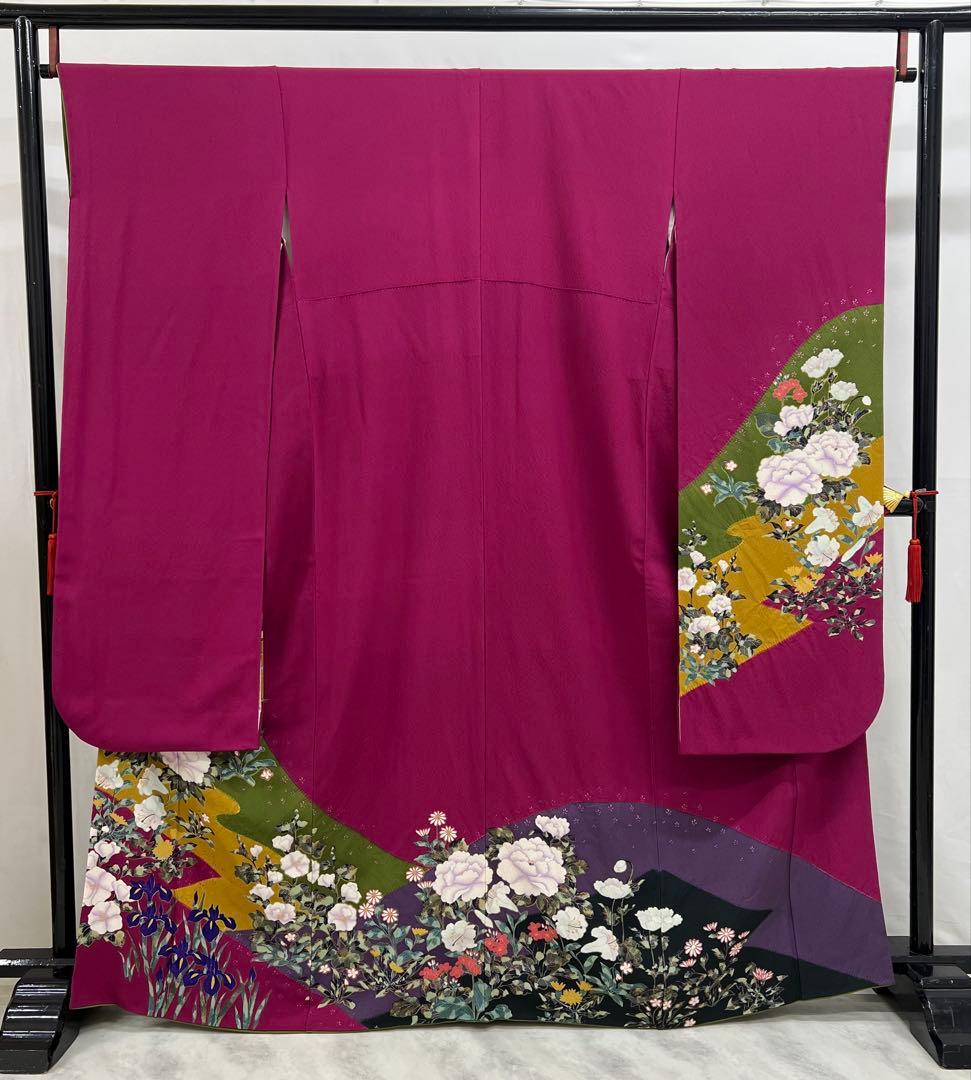 振り袖　フルセット　長襦袢　金彩加工　成人式　草花　作家物　ガード加工　676