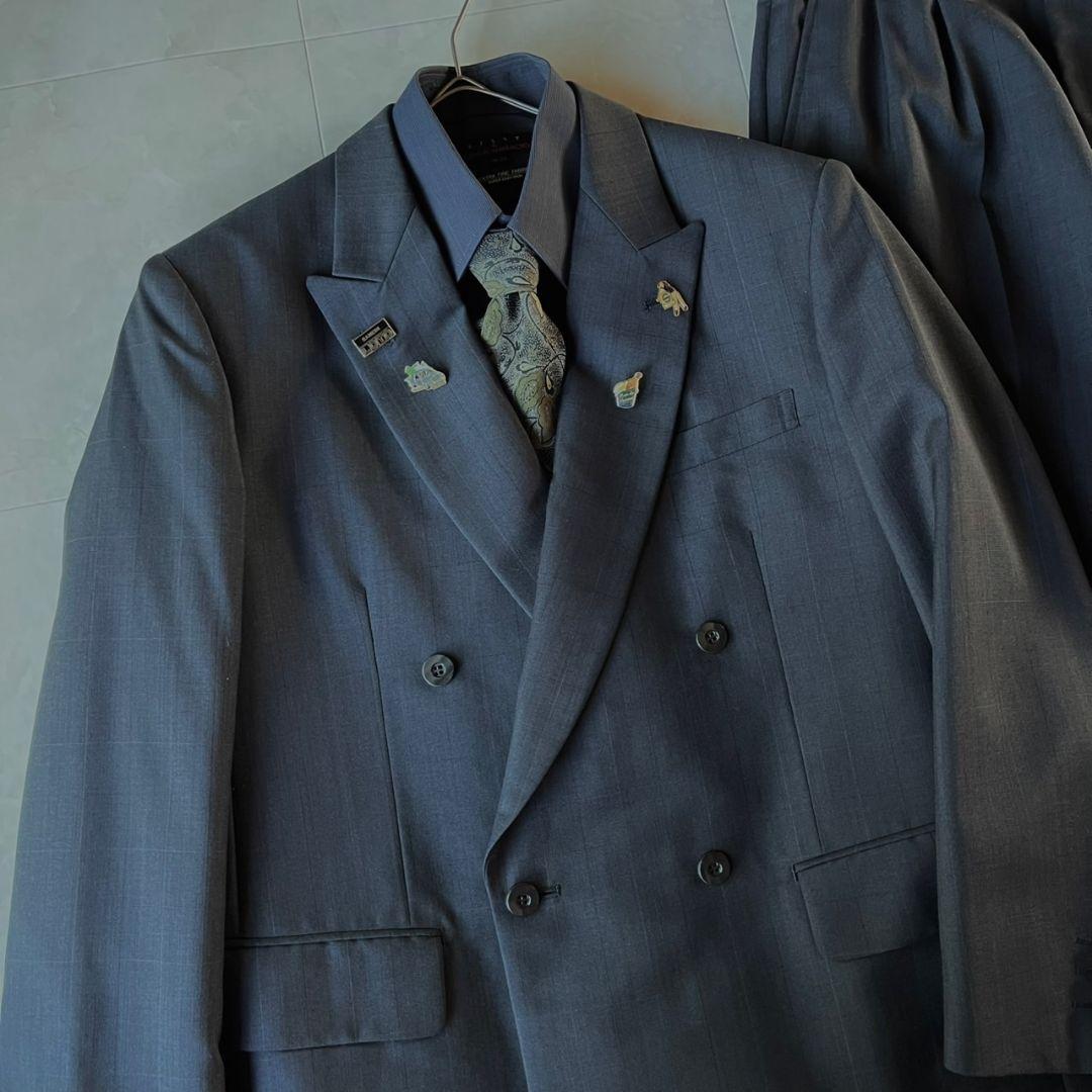 90s豪華5点セット ダブルスーツ ジョルジィオアルマーニネクタイ シャツピンズ