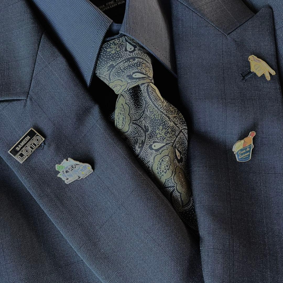 90s豪華5点セット ダブルスーツ ジョルジィオアルマーニネクタイ シャツピンズ