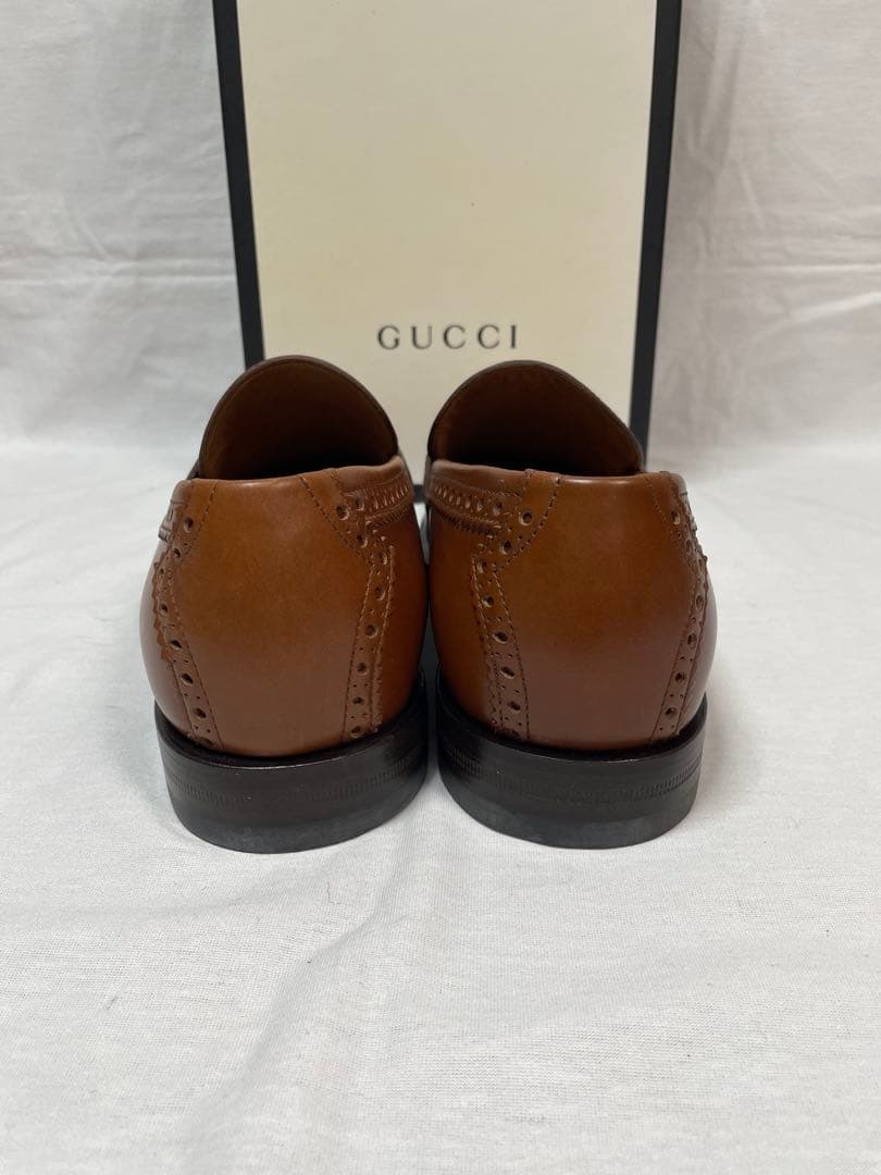 2D110 GUCCI グッチ レザーローファー ライトブラウン 26.0cm