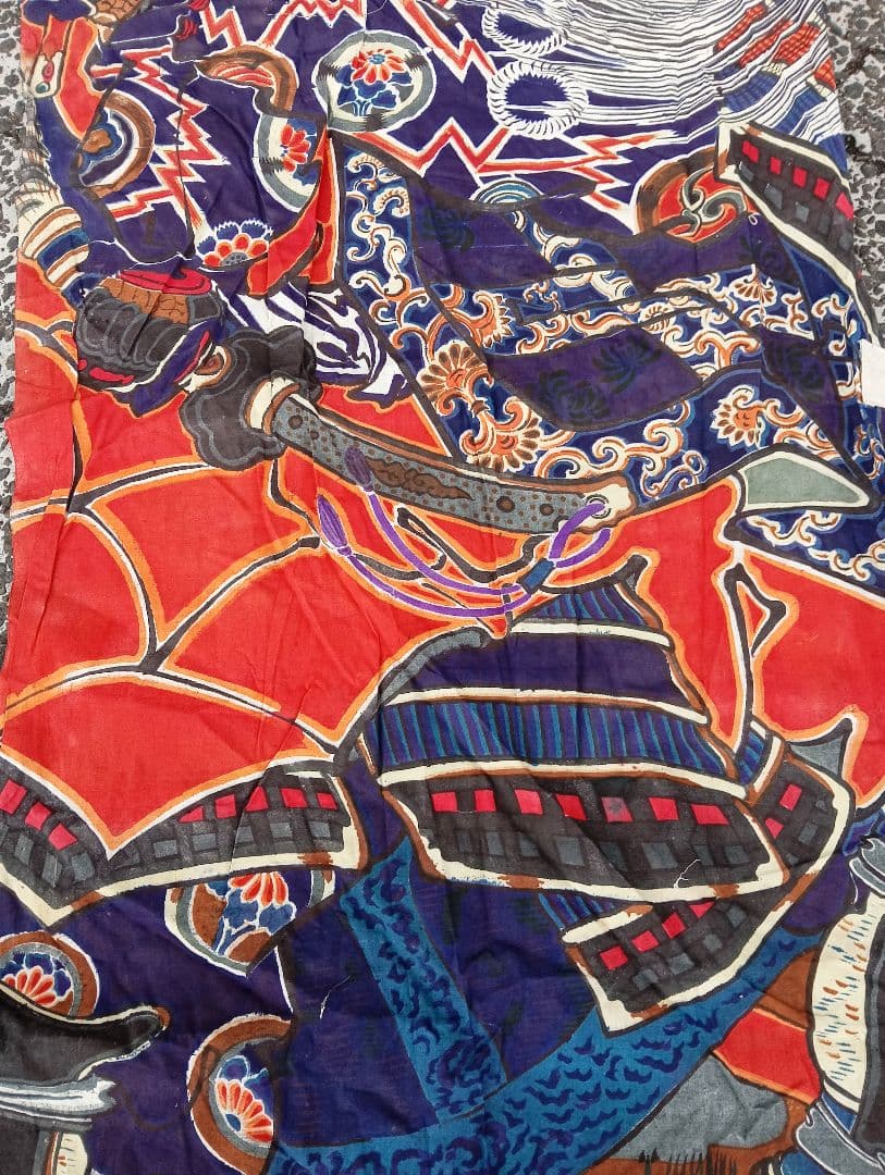 ミ*ミ様 武者絵　武将　侍のぼり旗　戦国時代　着物　綿　江戸　明治　手書き　古布