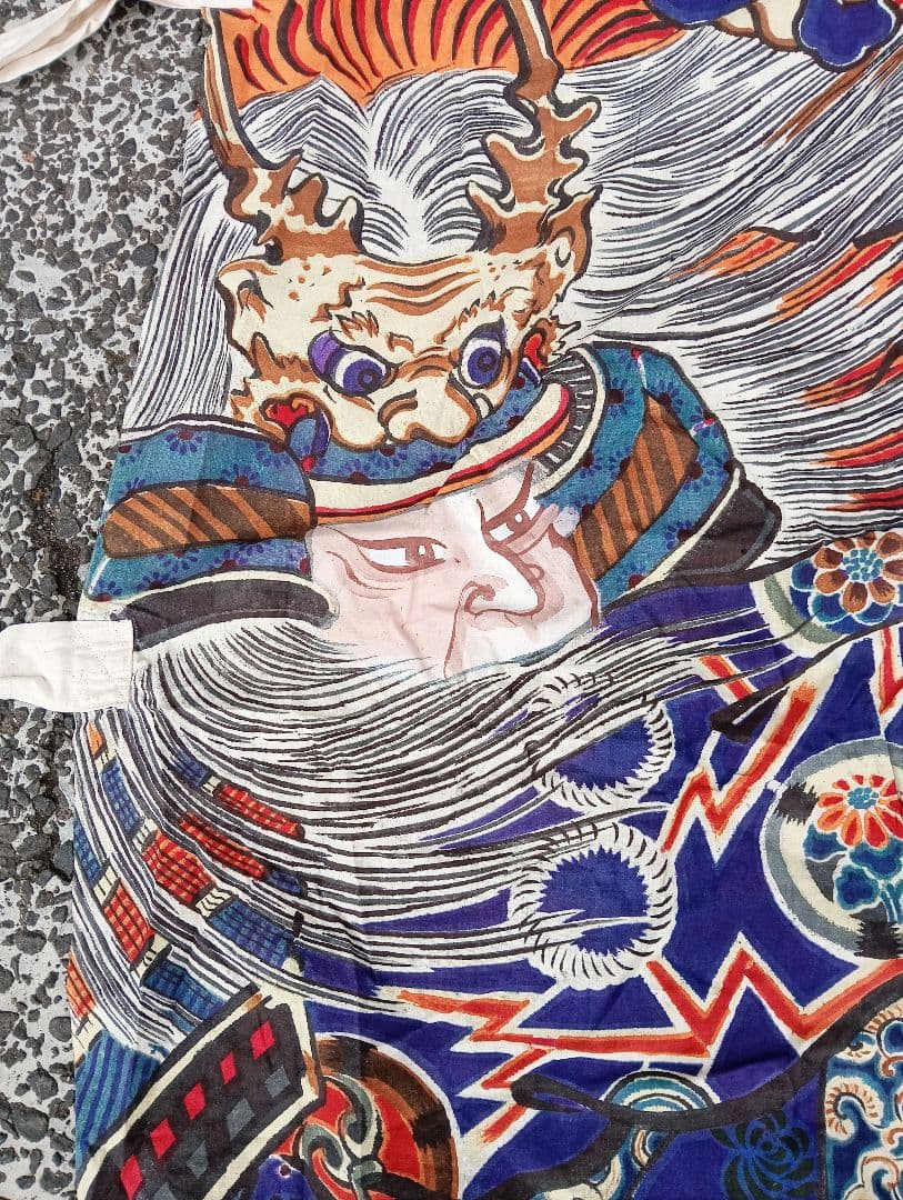 ミ*ミ様 武者絵　武将　侍のぼり旗　戦国時代　着物　綿　江戸　明治　手書き　古布