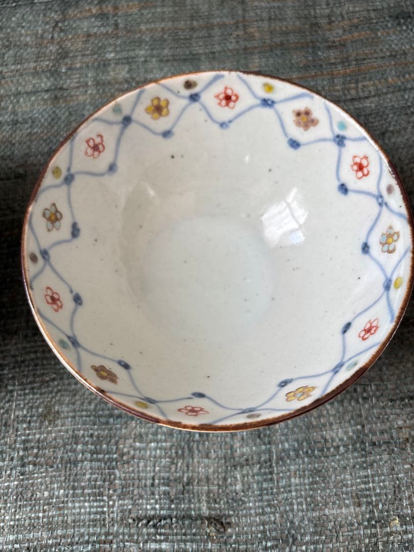 作家さん　飯碗2個セット 青と花模様