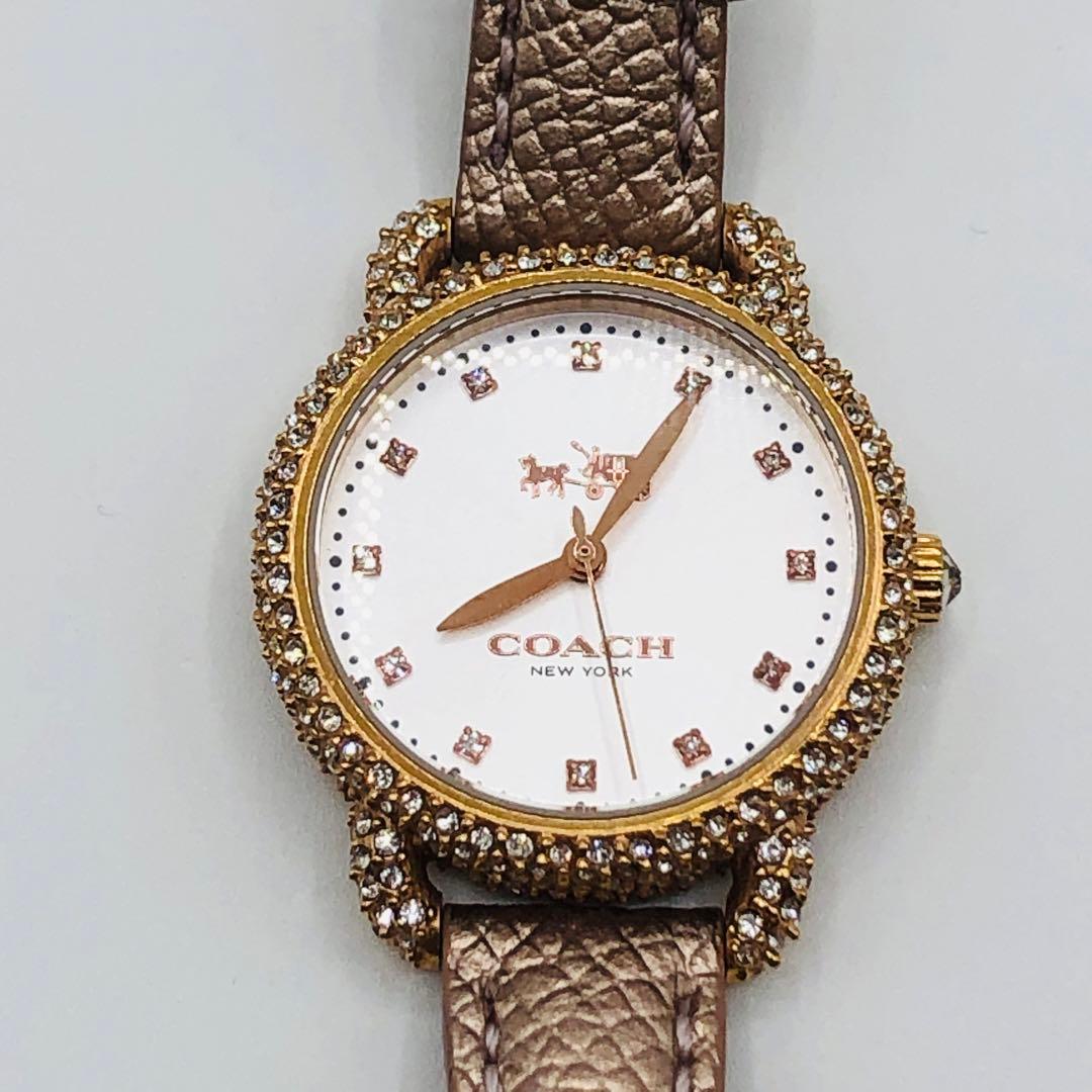 可動品　COACH 腕時計　 DELANCEY クォーツ　ピンク　レザー