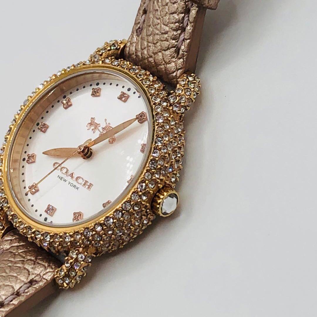 可動品　COACH 腕時計　 DELANCEY クォーツ　ピンク　レザー