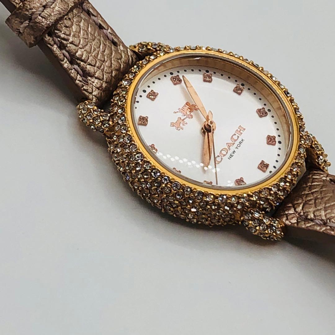 可動品　COACH 腕時計　 DELANCEY クォーツ　ピンク　レザー