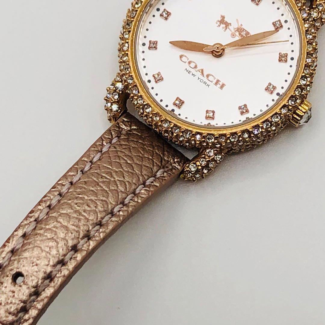 可動品　COACH 腕時計　 DELANCEY クォーツ　ピンク　レザー