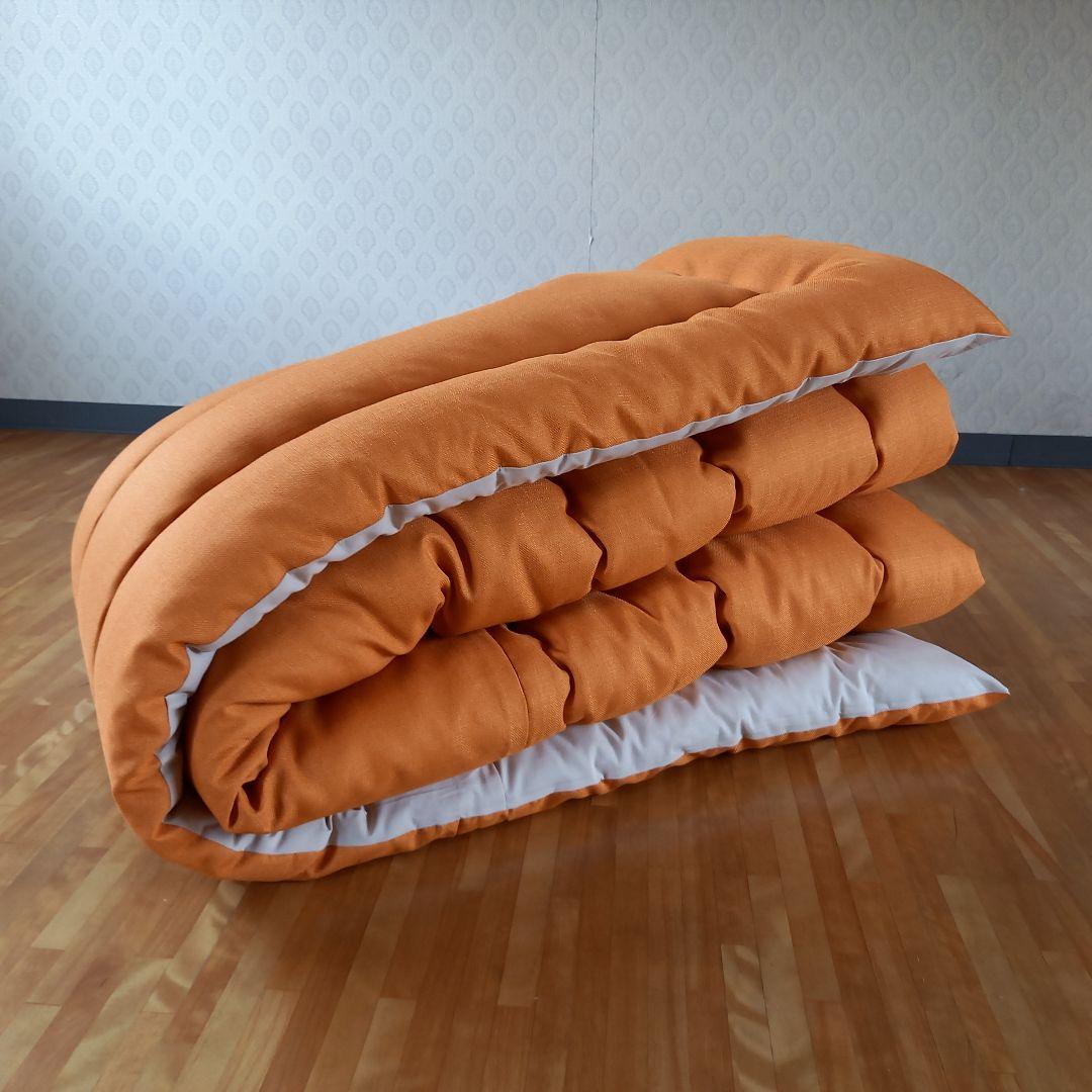 超撥水加工 厚手 厚掛け こたつ布団 大判長方形 オレンジ 清潔 安心 日本製⑩