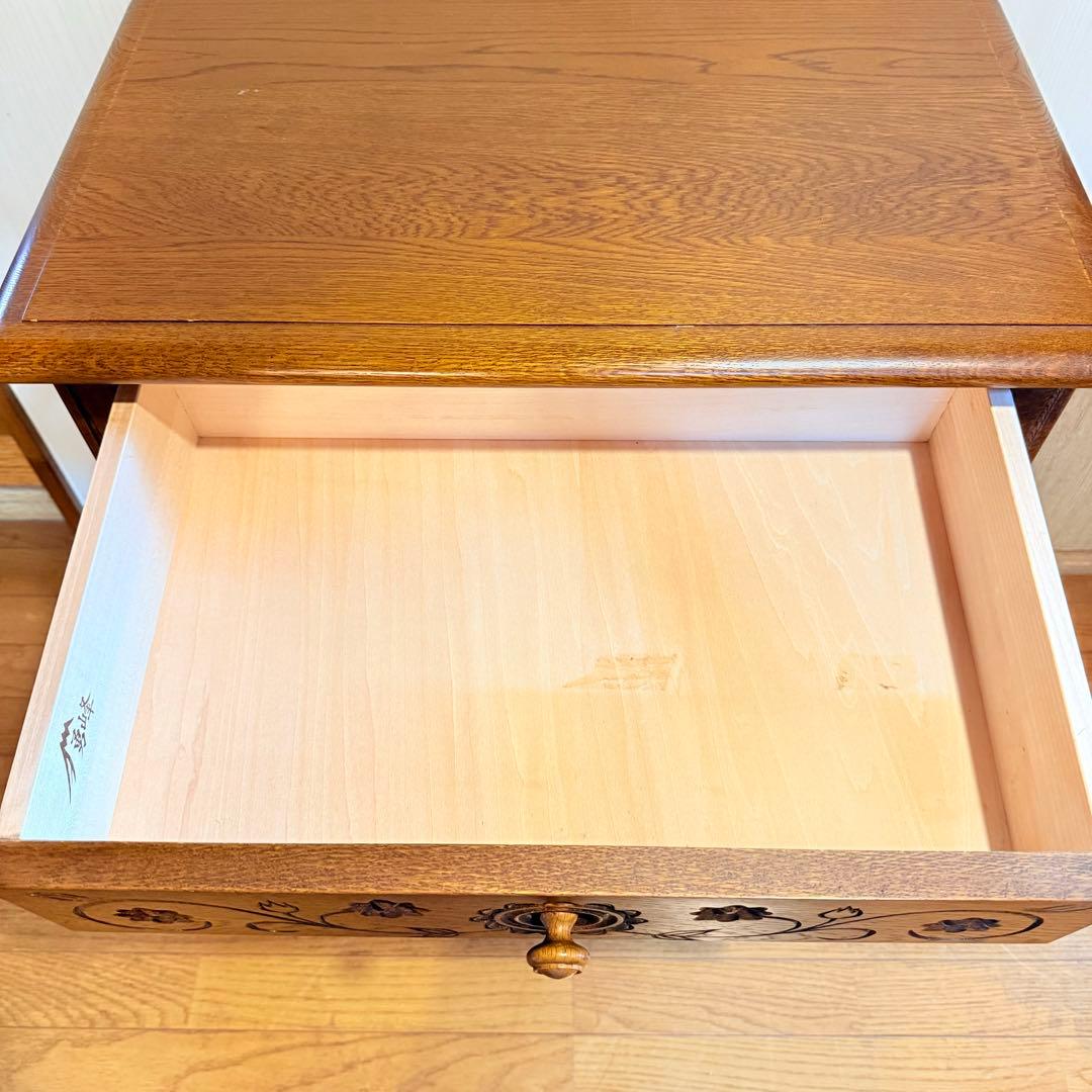 【希少】勇峰工芸 花柄キャビネット 旭川家具 キャビネット