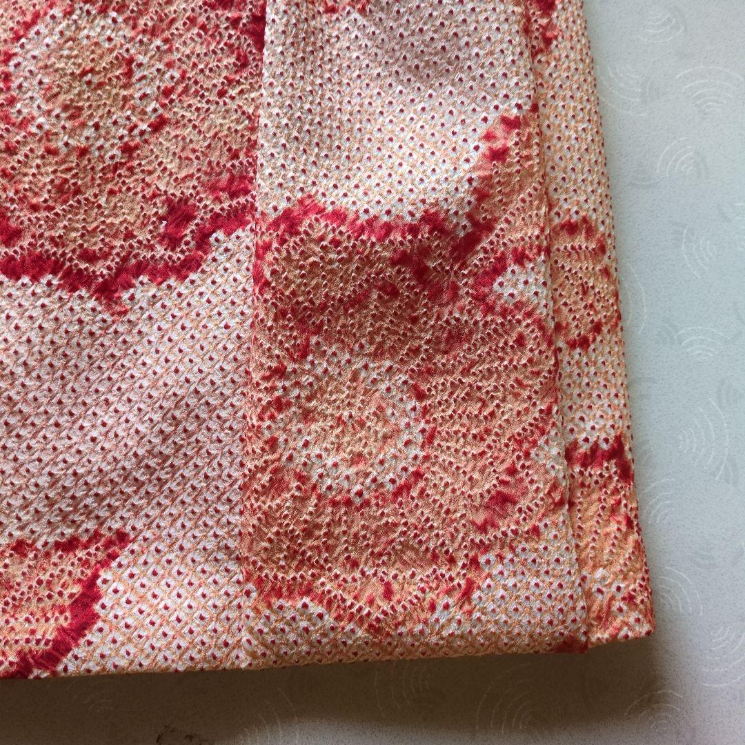 七五三３歳正絹総絞りの被布（薄いオレンジ色）中綿無し