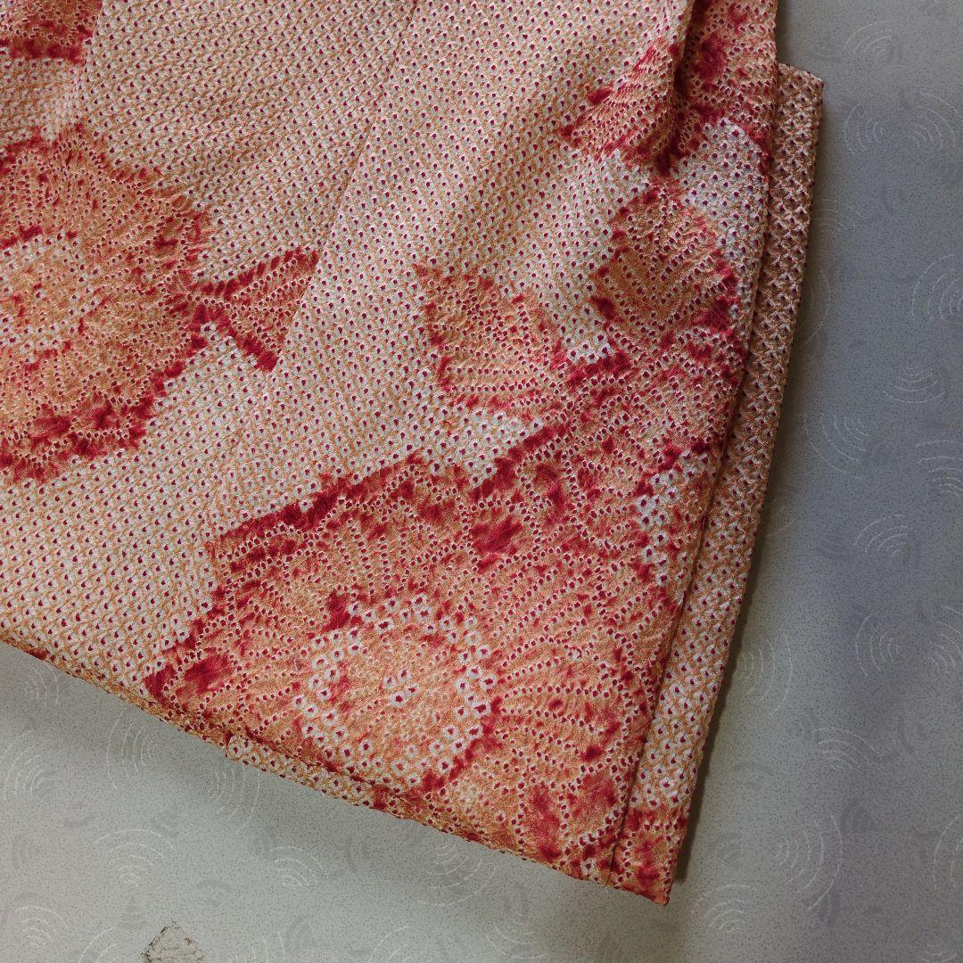 七五三３歳正絹総絞りの被布（薄いオレンジ色）中綿無し