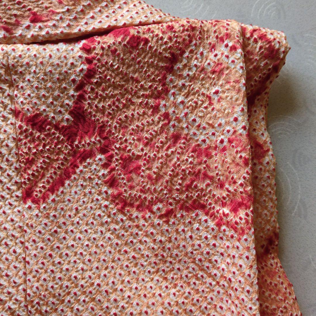 七五三３歳正絹総絞りの被布（薄いオレンジ色）中綿無し