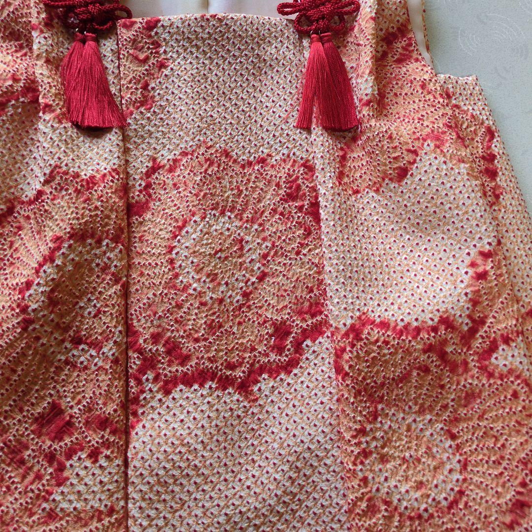 七五三３歳正絹総絞りの被布（薄いオレンジ色）中綿無し