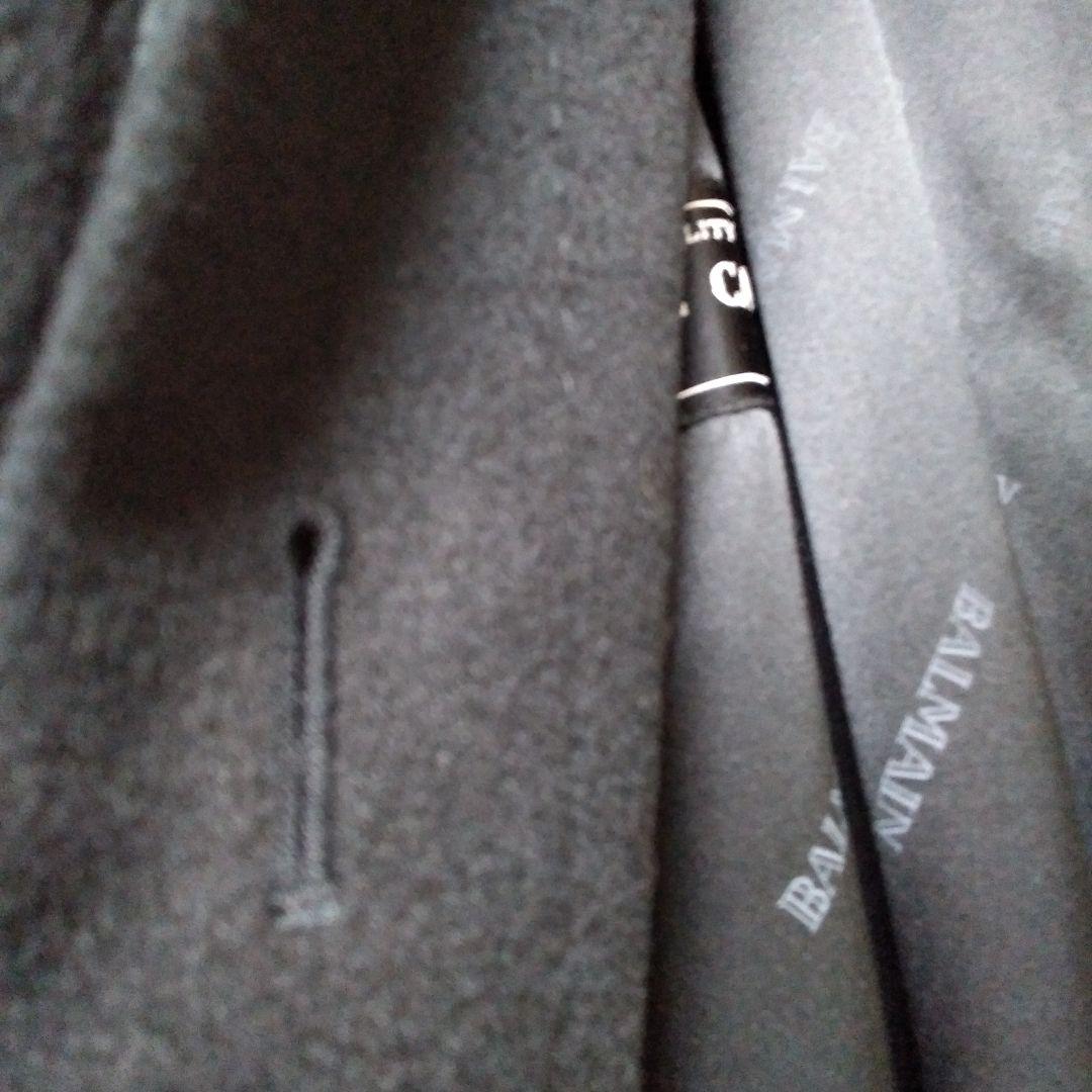 BALMAIN 黒 ロングコート カシミヤ100%フォックスファー襟