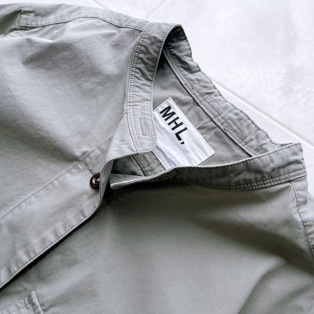 美品✨MHL. DRY COTTON POPLIN シャツワンピース セージⅠ