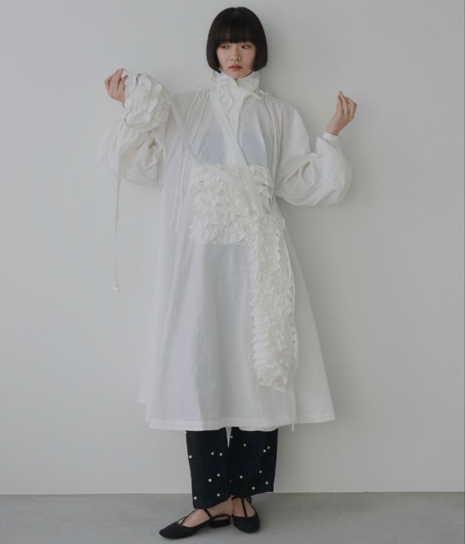 【タグ付、新品】PERNA ペルナ フリルレインポンチョ ロングコート