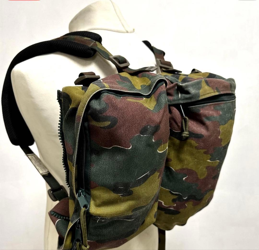 ベルギー軍放出品フレーム入りバックパック90L+20L 軍幕キャンプジグソーカモ