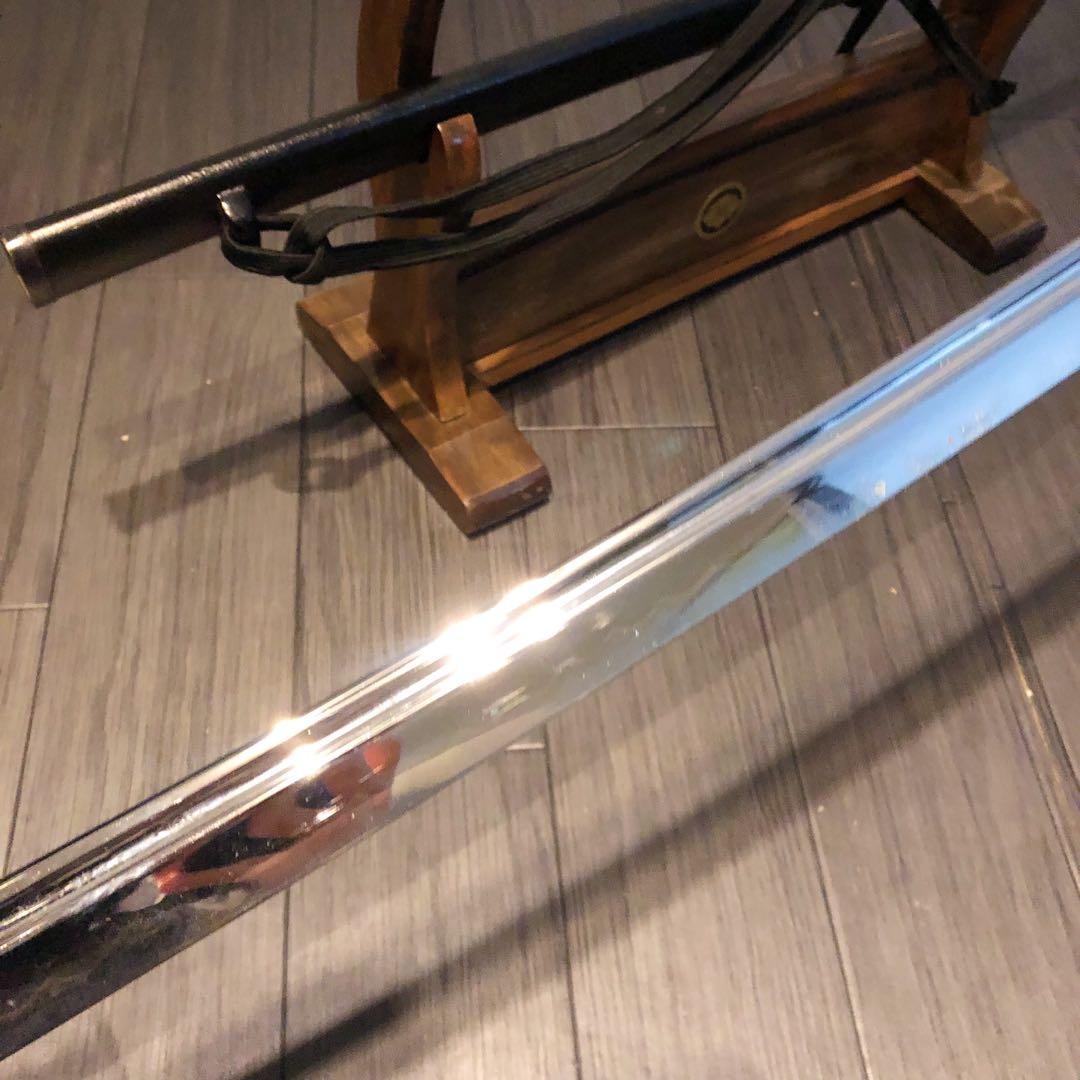 高級模造刀　居合刀　樋入り刀身　黒拵え　亜合金刀身