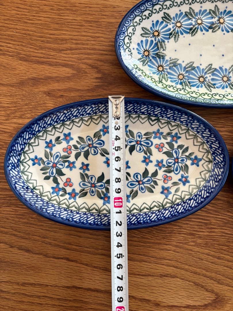 ポーランド食器　青い花柄のオーバル皿 3枚セット