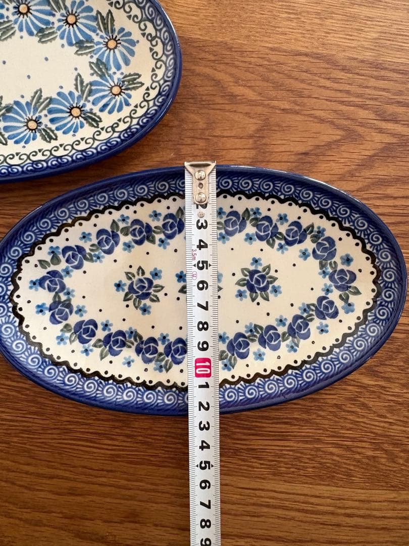 ポーランド食器　青い花柄のオーバル皿 3枚セット
