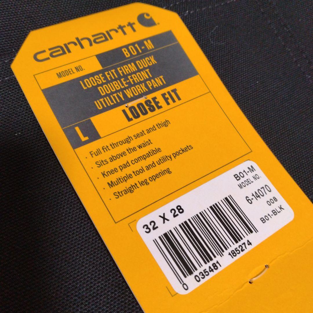 ★米国製本物レアサイズ！W32*L28CARHARTTダブルニーB01ブラック