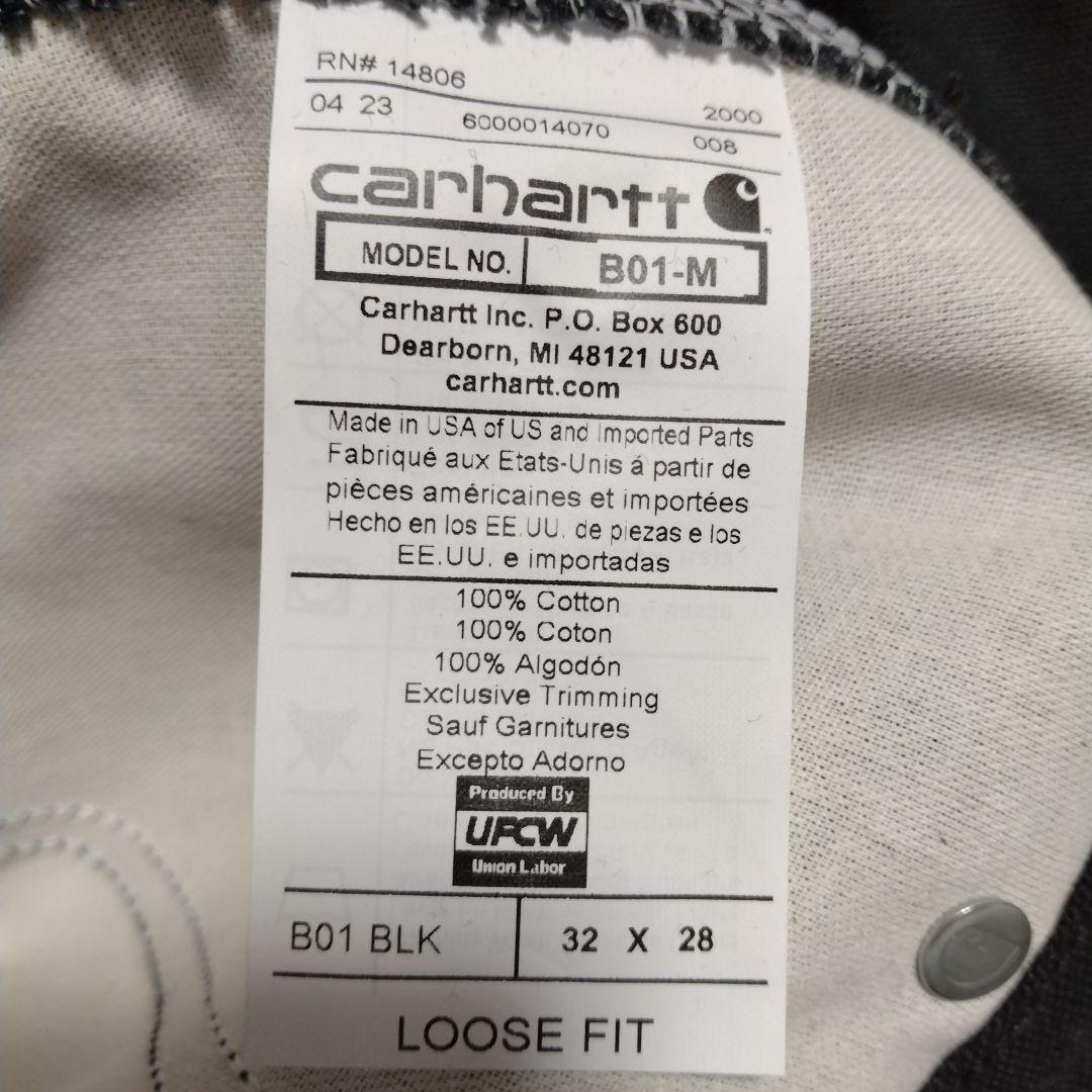 ★米国製本物レアサイズ！W32*L28CARHARTTダブルニーB01ブラック