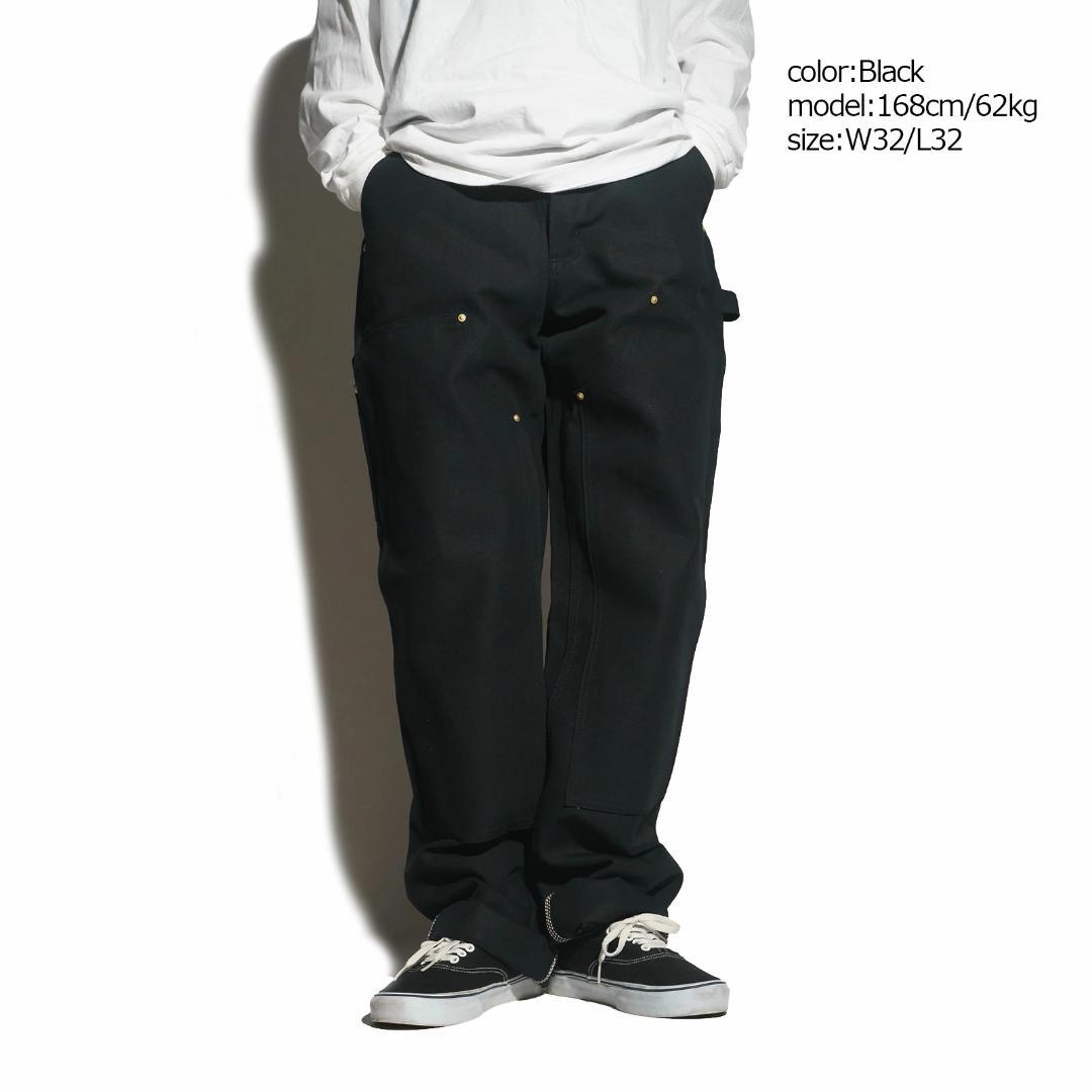 ★米国製本物レアサイズ！W32*L28CARHARTTダブルニーB01ブラック