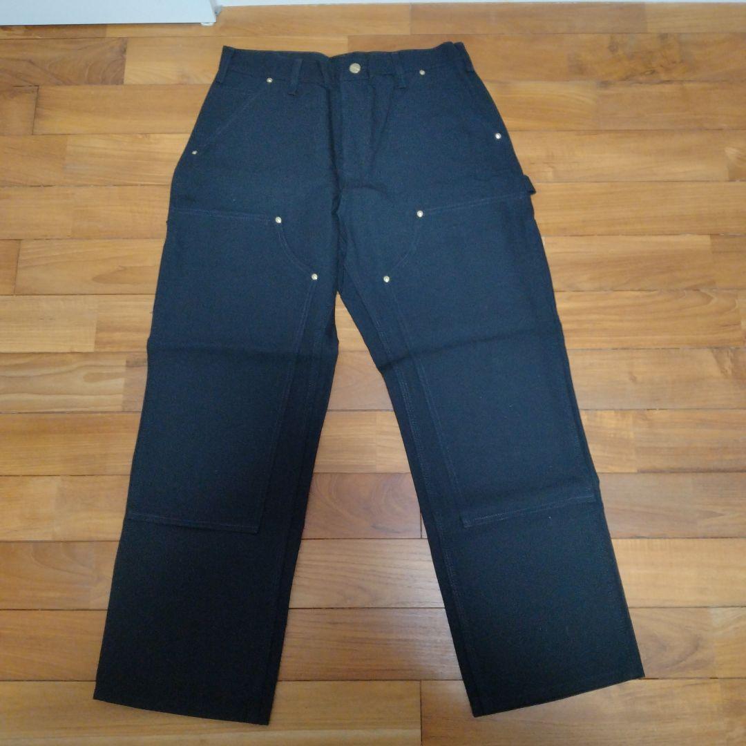 ★米国製本物レアサイズ！W32*L28CARHARTTダブルニーB01ブラック