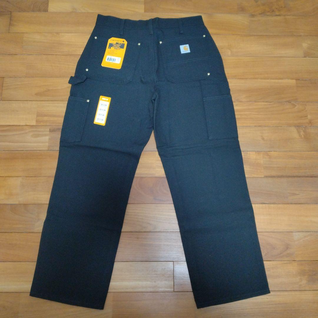 ★米国製本物レアサイズ！W32*L28CARHARTTダブルニーB01ブラック