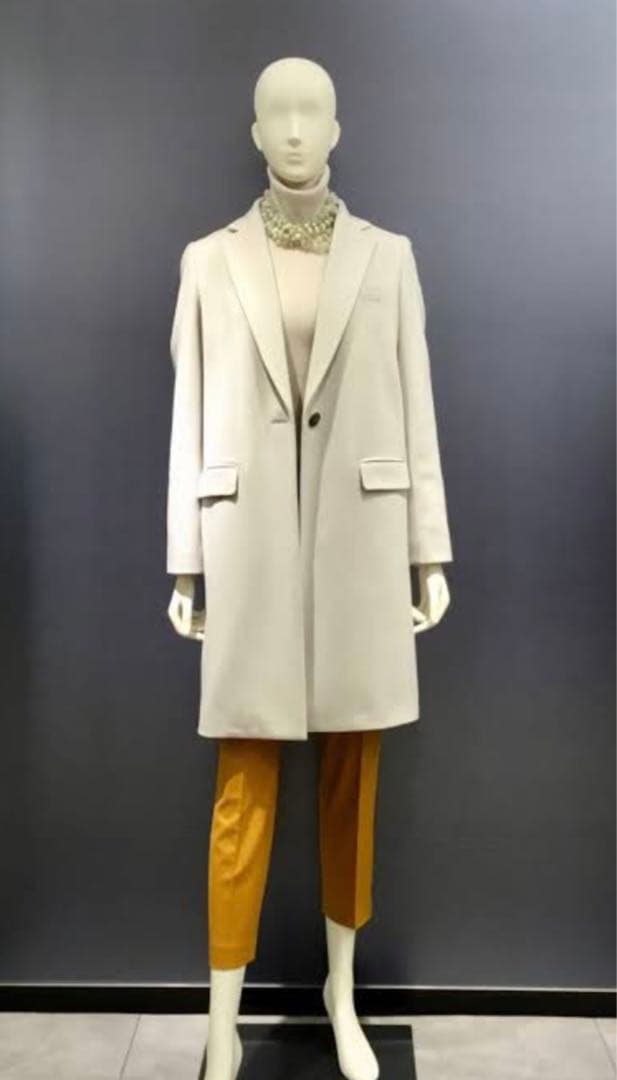 Theoryluxeセオリー ウールチェスターコートアイボリー白