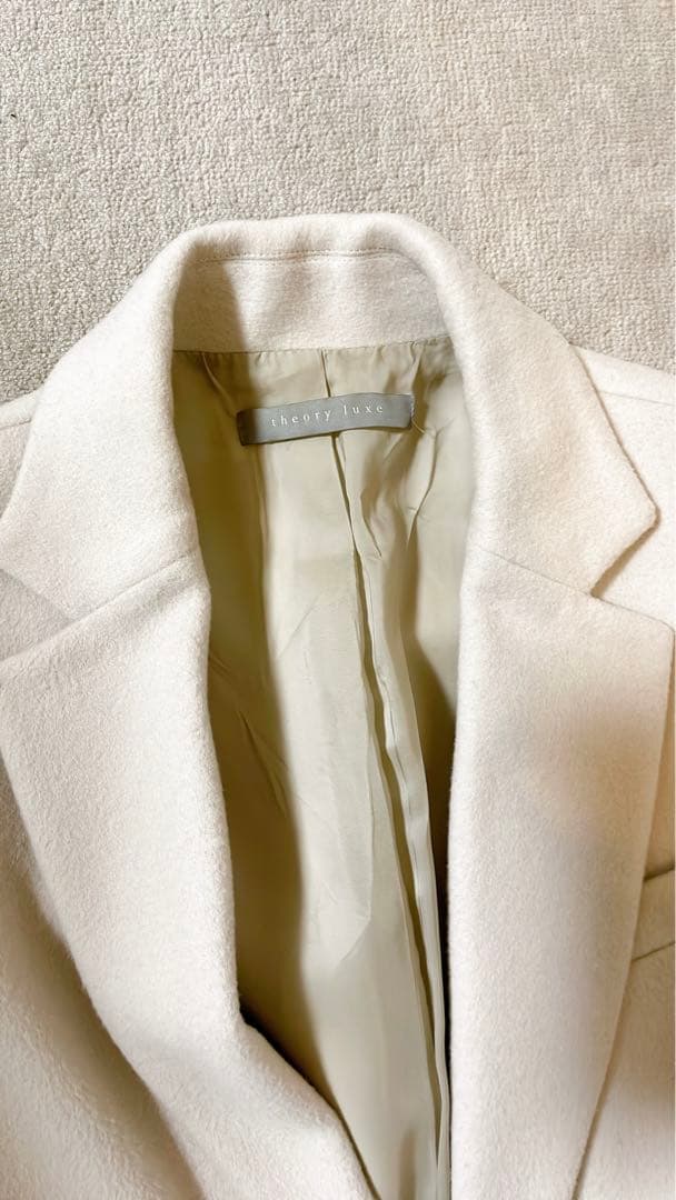 Theoryluxeセオリー ウールチェスターコートアイボリー白