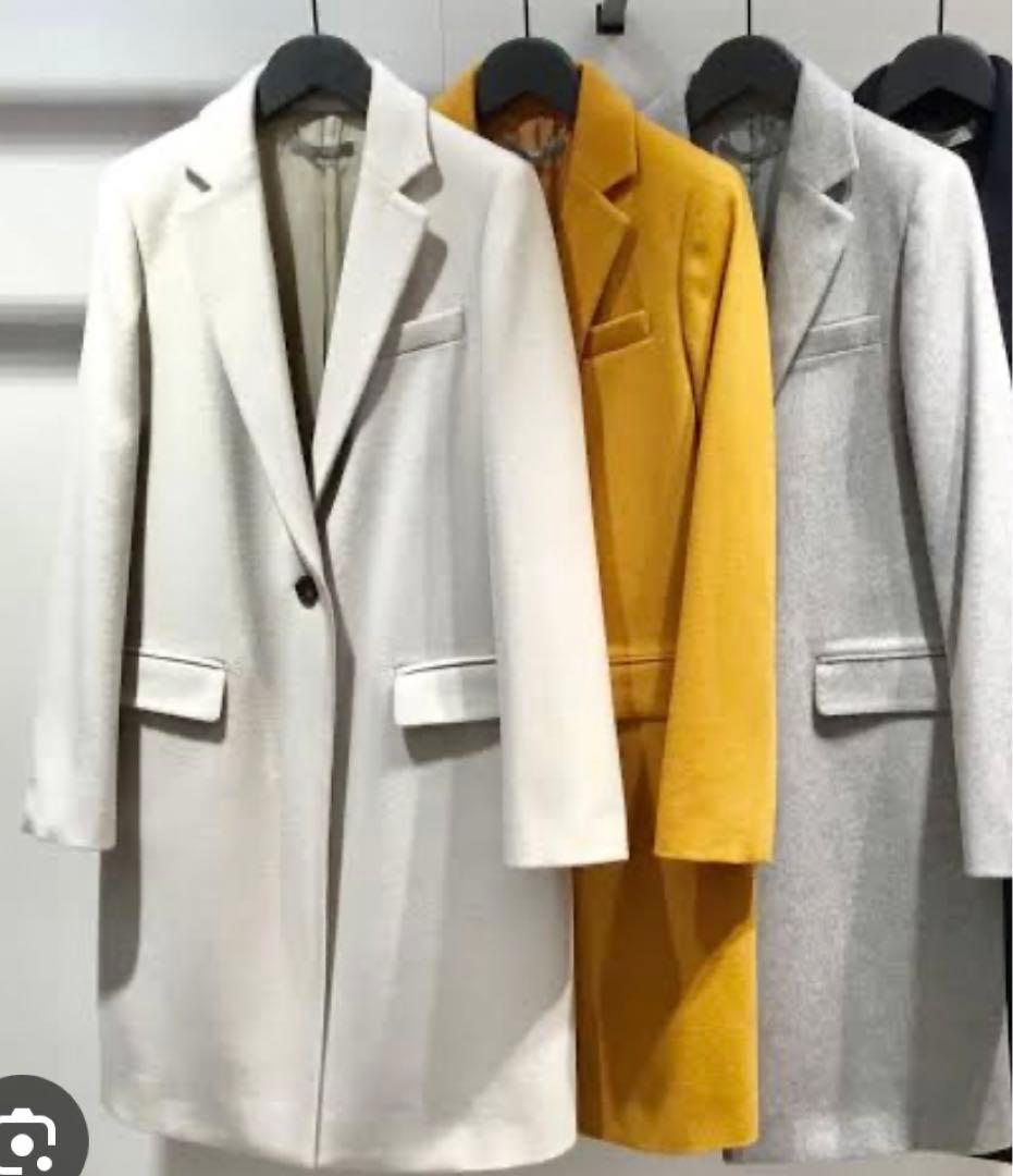 Theoryluxeセオリー ウールチェスターコートアイボリー白