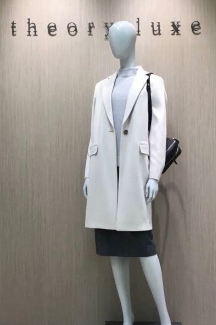 Theoryluxeセオリー ウールチェスターコートアイボリー白