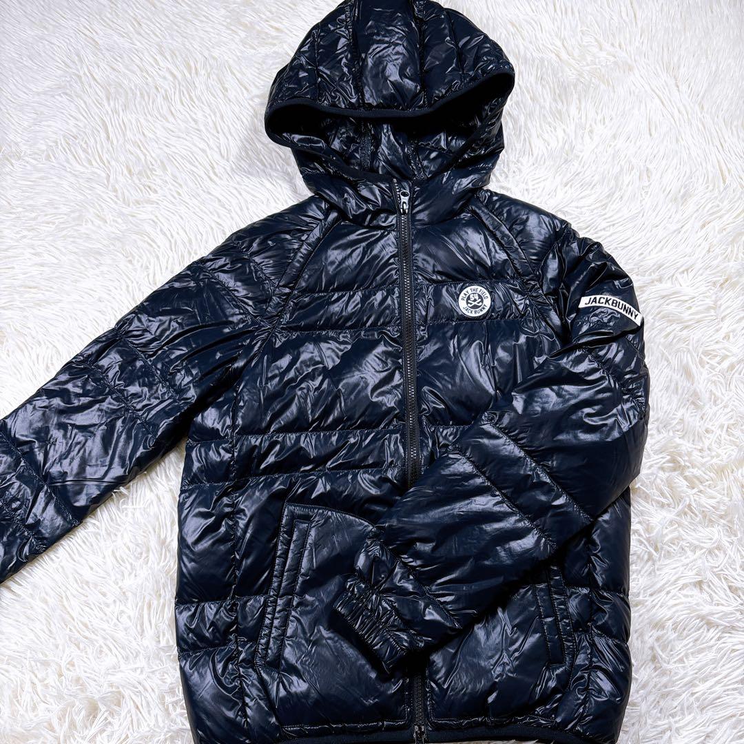 【レディース1⭐️格安】ジャックバニー　ダウンジャケット　ゴルフ　紺　フード付
